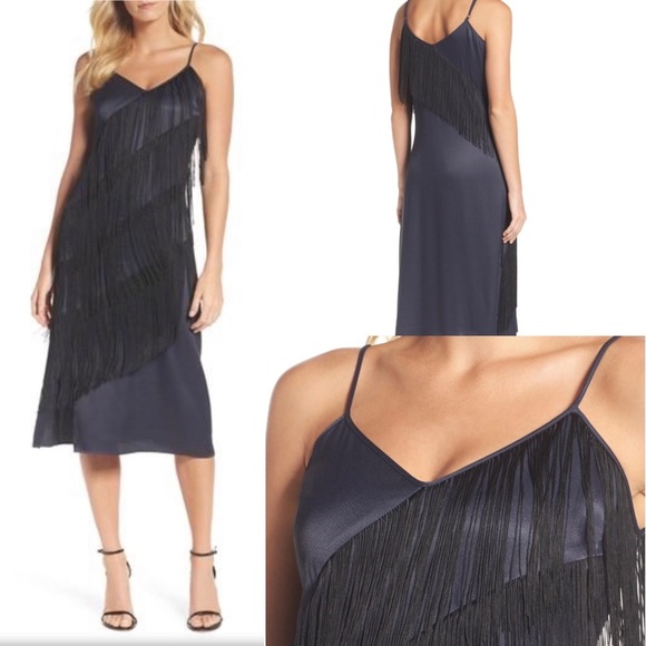 NIC+ZOE Fringed Up Midi Dress In India Ink - Picture 1 of 10